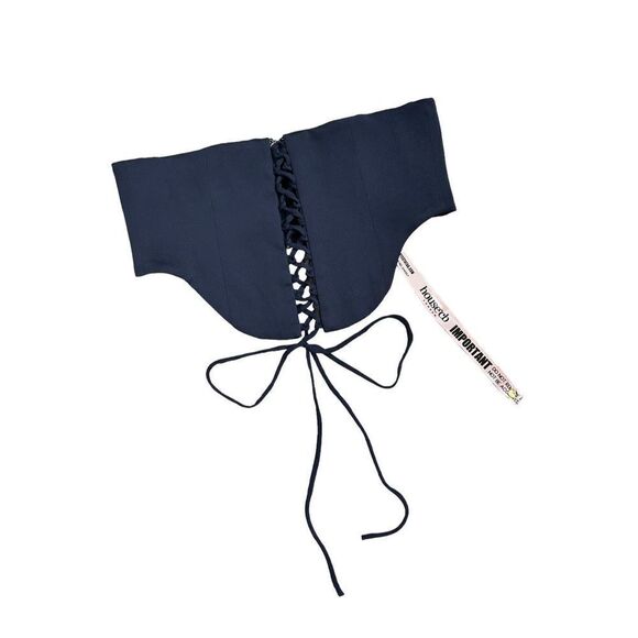 House of CB London Corset Lace Up Zip Back Stretch Navy Women's Size Large - Picture 1 of 9